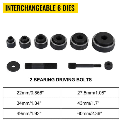 10 Ton 1/2\" to 2\" Hydraulic Knockout Punch Driver Tool Kit Electrical Conduit Hole Cutter Set KO Tool Kit with 6 Dies Hole Complete Tool (Knockout Punches)