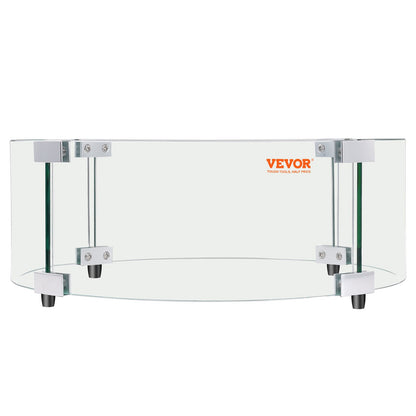 VEVOR Fire Pit Wind Guard, 740 x 214mm Round Glass Flame Shield, 6mm Thick Fire