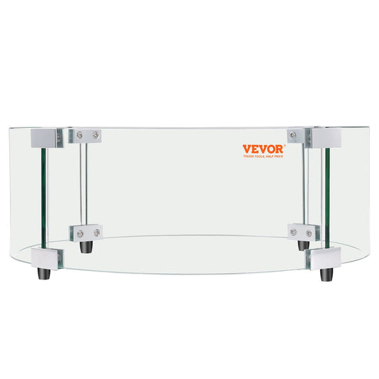 VEVOR Fire Pit Wind Guard, 740 x 214mm Round Glass Flame Shield, 6mm Thick Fire