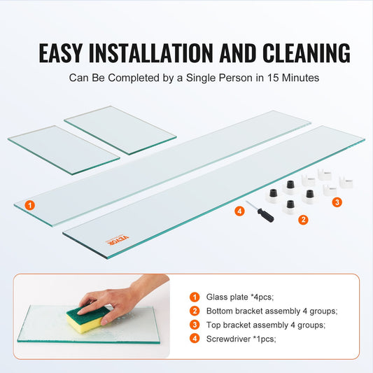 44.4 by 14.4 by 7.5 inch glass barrier helps maintain a stable, uninterrupted flame