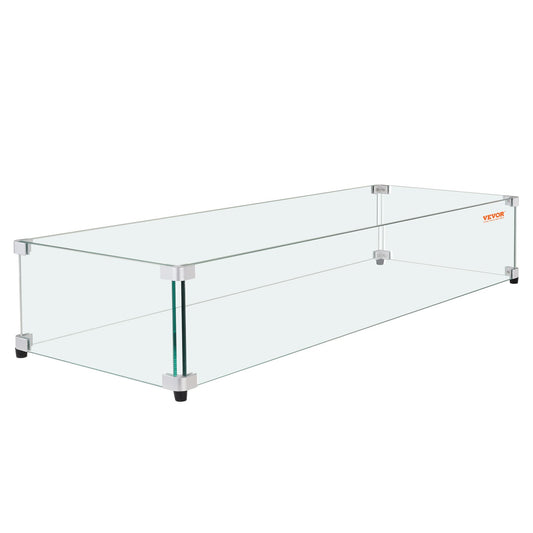 VEVOR Glass Wind Guard for Rectangular Fire Pit Table 924 x 417 x 191 mm, 8mm Thick