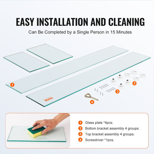 Square Tempered Glass Wind Guard for Fire Table, 0.75m x 0.34m, 6.4 kg