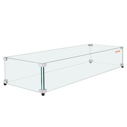Rectangular Fire Pit Glass Wind Guard, 0.8m x 0.3m, 8mm Tempered Glass