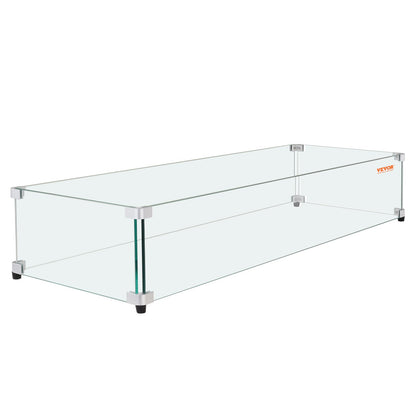 VEVOR Glass Wind Guard for Rectangular Fire Pit Table 798 x 317 x 165 mm, 8mm Thick
