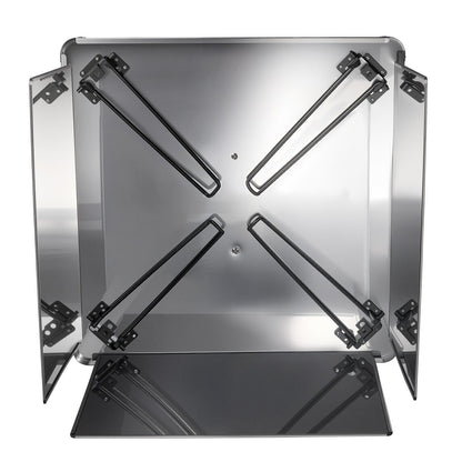 Fire Pit Heat Deflector, 645x645x370 mm Square Outdoor Burner Cover, Stainless Steel Bonfire Camping Wood Burning, Push Heat Down and Out with 4 Foldable Legs & Carrying Handle