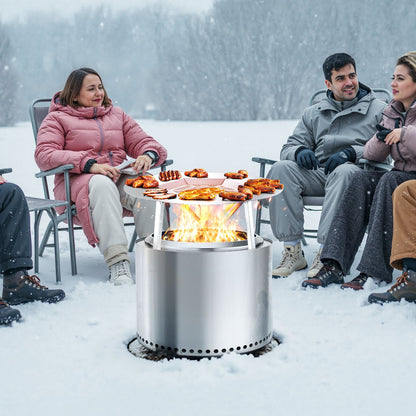 Fire Pit Heat Deflector for Solo Stove Yukon, 635 mm Bonfire Round for Wood Burning Fire Pit, 304 Stainless Steel Heat Diffuser, Detachable Burner Cover Camping Accessories