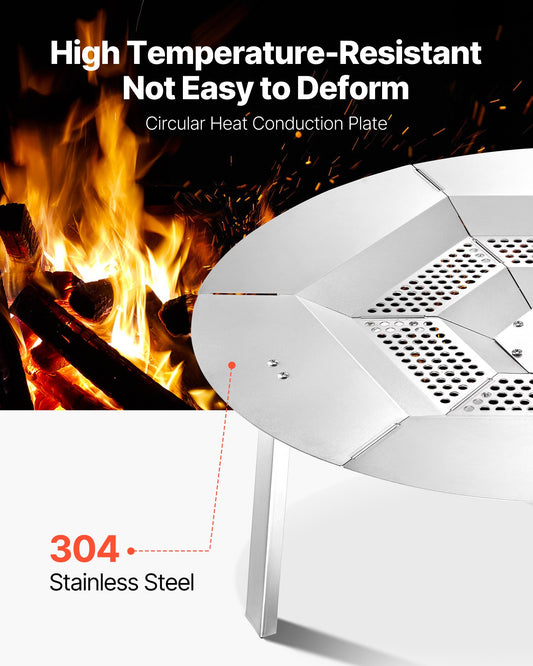 Fire Pit Heat Deflector for Solo Stove Yukon, 685.8 mm Bonfire Round for Wood Burning Fire Pit, 304 Stainless Steel Heat Diffuser, Detachable Burner Cover Camping Accessories