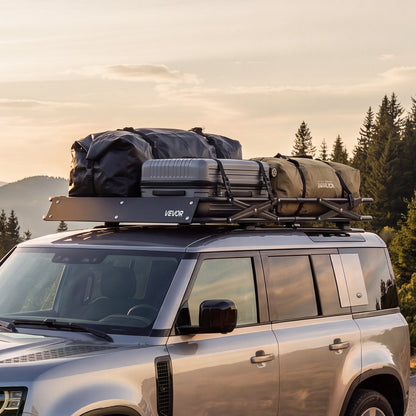 Roof Rack Cargo Basket, 1168 x 914 x 102 mm, Heavy Duty Roof Top Carrier Basket with Folding Design, 90.72 kg Capacity, All-Weather Easy-Install Car Top Luggage Holder, Universal for SUV Truck