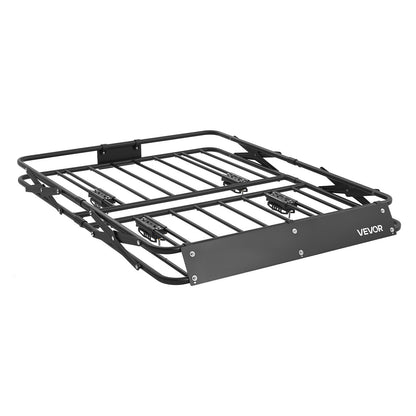 Roof Rack Cargo Basket, 1168 x 914 x 102 mm, Heavy Duty Roof Top Carrier Basket with Folding Design, 90.72 kg Capacity, All-Weather Easy-Install Car Top Luggage Holder, Universal for SUV Truck