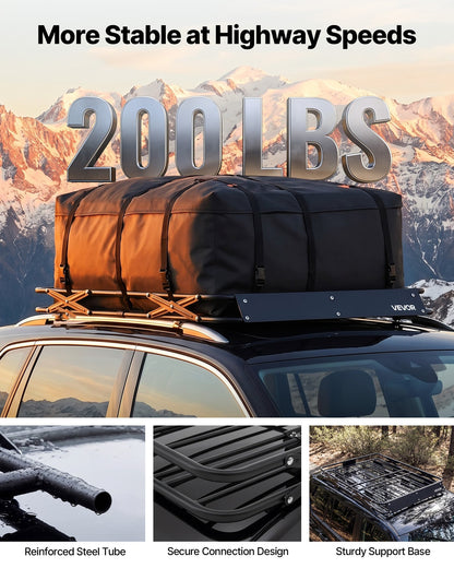 Roof Rack Cargo Basket, 1295 x 914 x 102 mm, Heavy Duty Roof Top Carrier Basket with Folding Design, 90.72 kg Capacity, All-Weather Easy-Install Car Top Luggage Holder, Universal for SUV Truck