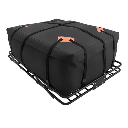 Roof Rack Cargo Basket, 1295 x 914 x 102 mm, Heavy Duty Roof Top Carrier Basket with Folding Design, 90.72 kg Capacity, All-Weather Easy-Install Car Top Luggage Holder, Universal for SUV Truck