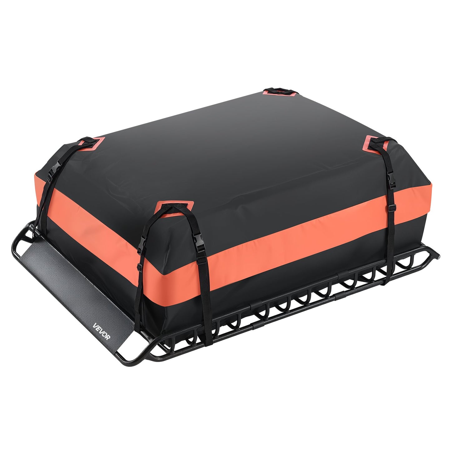 Roof Rack Basket, 1300 x 910 x 105 mm, Universal Rooftop Cargo Carrier with 44.1 x 34.3 x 10.2 in Cargo Bag, Net, Ratchet Straps, 90.7 kg Max Load Capacity Car Top Luggage Holder, for SUV Car