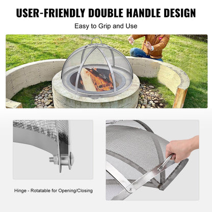 VEVOR Firepit Spark Screen Lid, 30" Diameter, Outdoor Firepit Ring Cover Round Accessories,