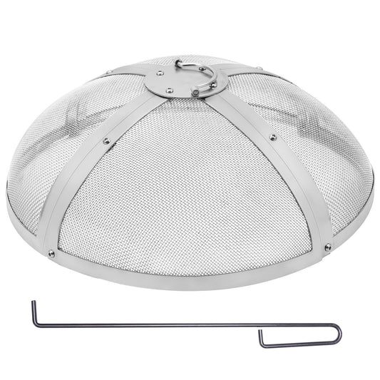 VEVOR Fire Pit Spark Screen Round 27", Reinforced Heavy Duty Steel Metal Cover,