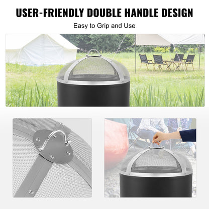 Heavy Duty Steel Fire Pit Spark Screen with Easy-Open Handle, 0.5m Diameter