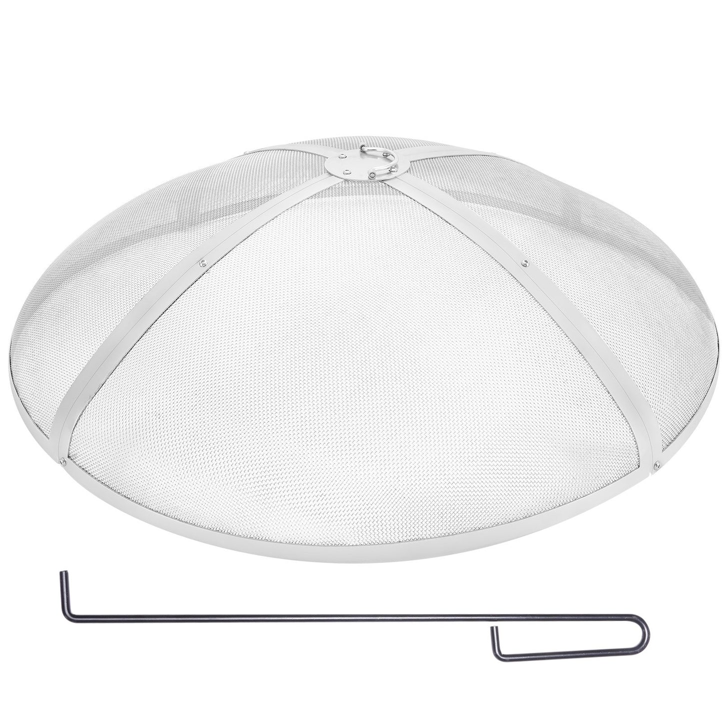 VEVOR Fire Pit Spark Screen Round 30", Reinforced Heavy Duty Steel Metal Cover,