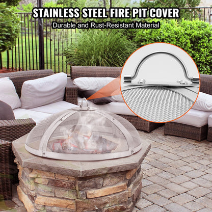 Heavy Duty 1 Meter Round Fire Pit Spark Screen with Handle for Outdoor Use