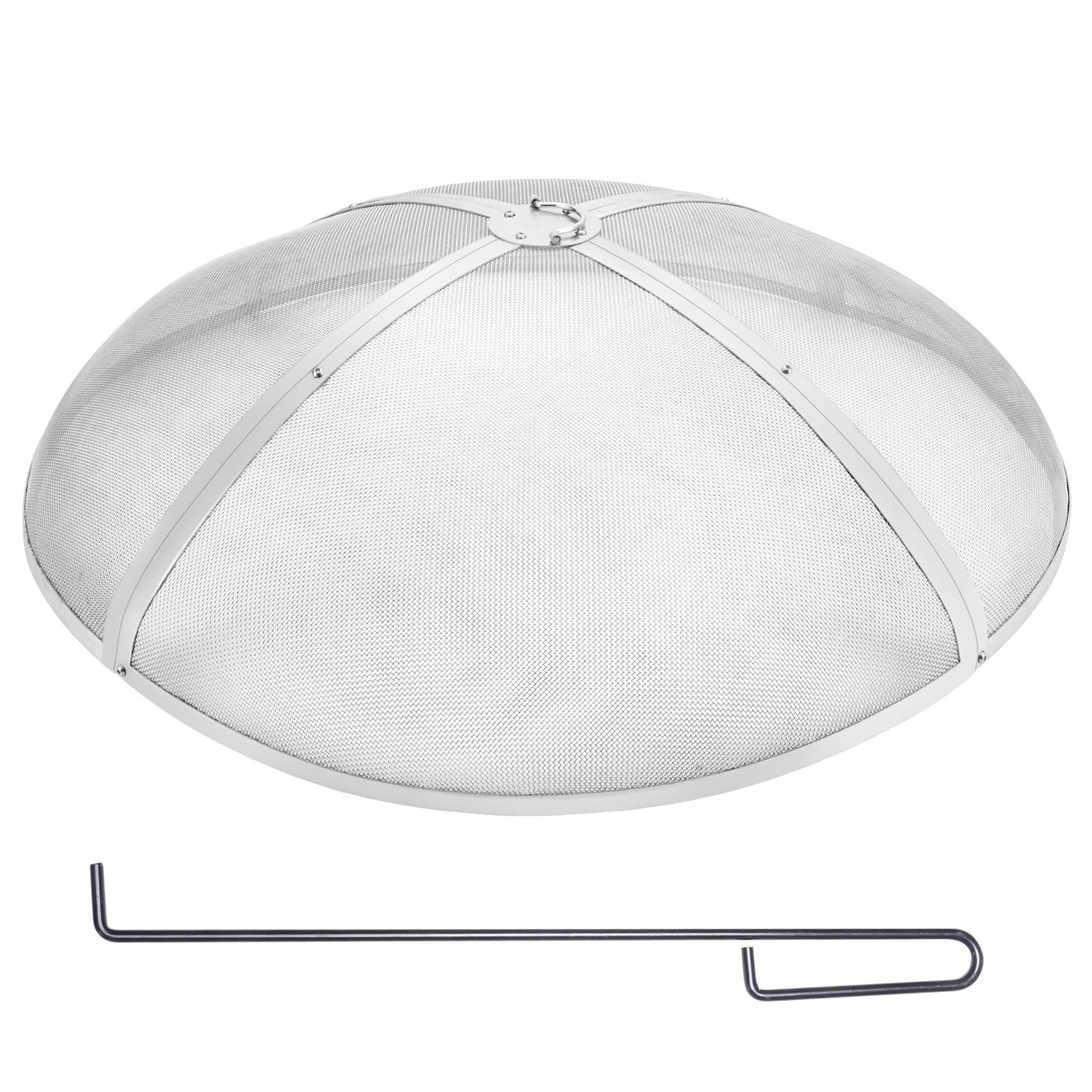 VEVOR Fire Pit Spark Screen Round 40", Reinforced Heavy Duty Steel Metal Cover,