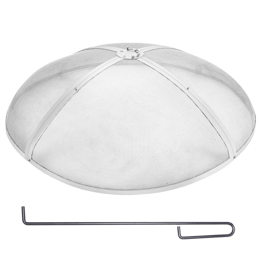 VEVOR Fire Pit Spark Screen Round 40", Reinforced Heavy Duty Steel Metal Cover,