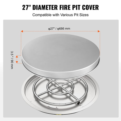 Portable 0.68m Stainless Steel Fire Pit Cover with Spark Screen for Outdoor Use