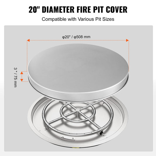 Stainless Steel Fire Pit Cover, 0.5m Spark Screen for Outdoor and Camping Use