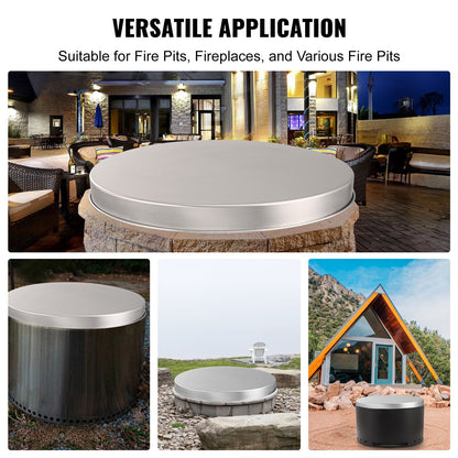 VEVOR Fire Pit Cover Lid, 20" Portable Firepit Spark Screen,Stainless Steel Steel