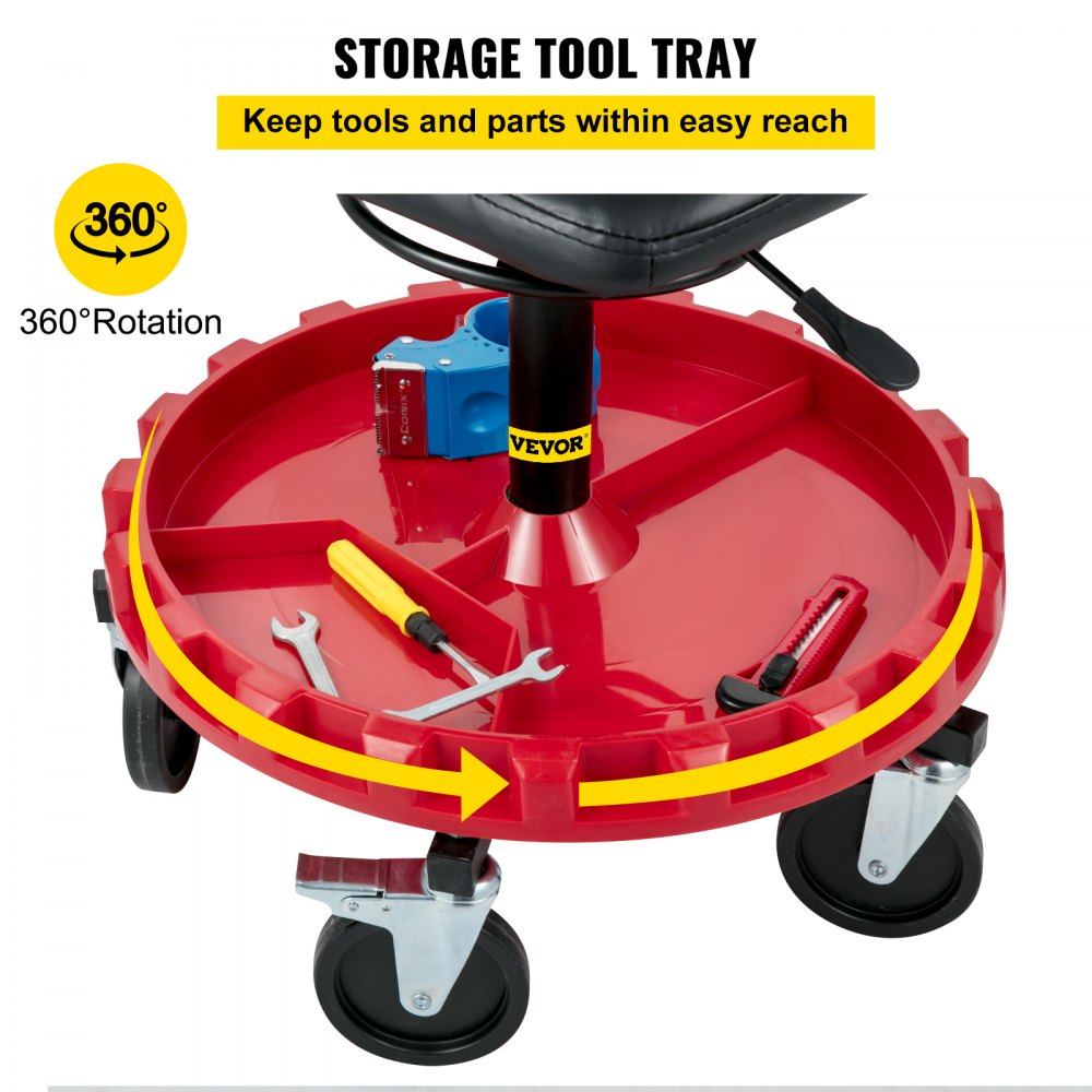 VEVOR Rolling Garage Stool 300LBS Adjustable Mechanic Work Shop Seat w/Casters