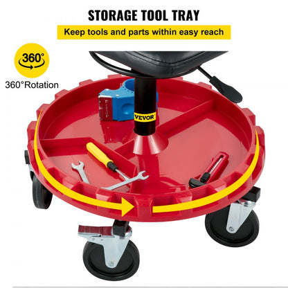 VEVOR Rolling Garage Stool 300LBS Adjustable Mechanic Work Shop Seat w/Casters