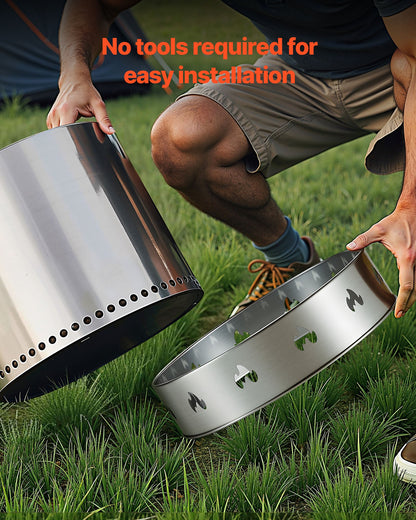 Fire Pit Stand for Solo Stove Bonfire, 49.5 cm Smokeless Fire Pit Ring, Stainless Steel Fireplace Stove Support Frame Accessory, Portable Outdoor Camping Holder Tools for Fireplace