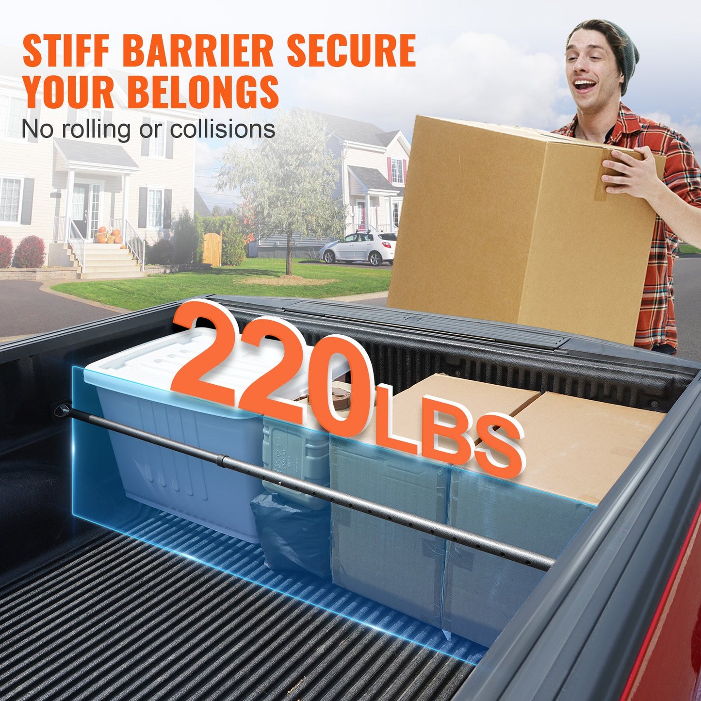 VEVOR Cargo Bar, Truck Bed Bar Adjustable from 1016 -1854 mm, Heavy-duty Steel Cargo