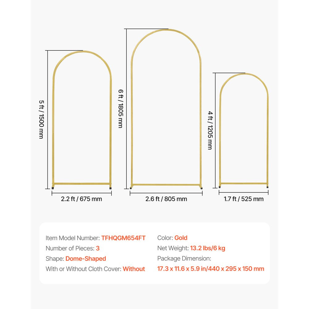 VEVOR Metal Arch Backdrop Stand Set of 3 Stand with Case Connection for Wedding