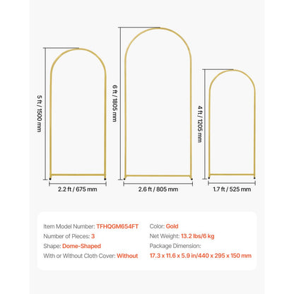 VEVOR Metal Arch Backdrop Stand Set of 3 Stand with Case Connection for Wedding