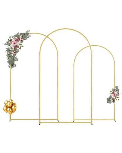 Gold Metal Arch Backdrop Stand Set - 3 Sizes for Weddings & Events