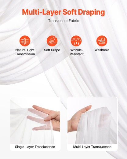 VEVOR Artificial Wedding Arch Flowers Kit White With 2 Pcs Flowers 1 Pcs Drapes