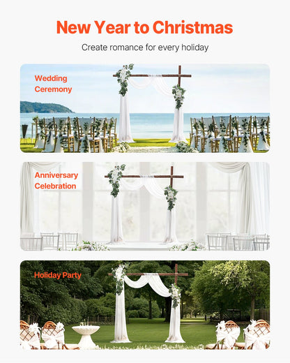 VEVOR Artificial Wedding Arch Flowers Kit White With 2 Pcs Flowers 1 Pcs Drapes