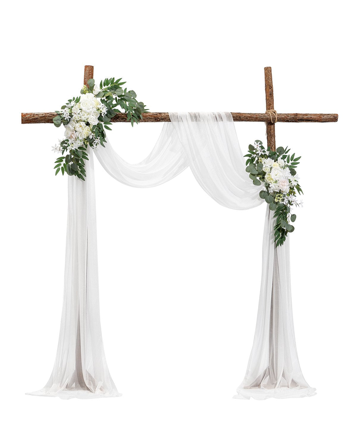 VEVOR Artificial Wedding Arch Flowers Kit White With 2 Pcs Flowers 1 Pcs Drapes