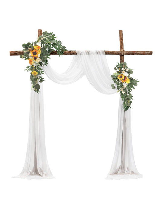 VEVOR Artificial Wedding Arch Flowers Kit Yellow With 2 Pcs Flowers 1 Pcs Drapes