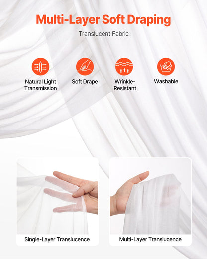 VEVOR Artificial Wedding Arch Flowers Kit White With 2 Pcs Flowers 2 Pcs Drapes