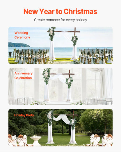 VEVOR Artificial Wedding Arch Flowers Kit White With 2 Pcs Flowers 2 Pcs Drapes