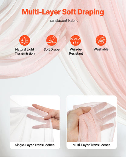 VEVOR Artificial Wedding Arch Flowers Kit Pink With 2 Pcs Flowers 2 Pcs Drapes
