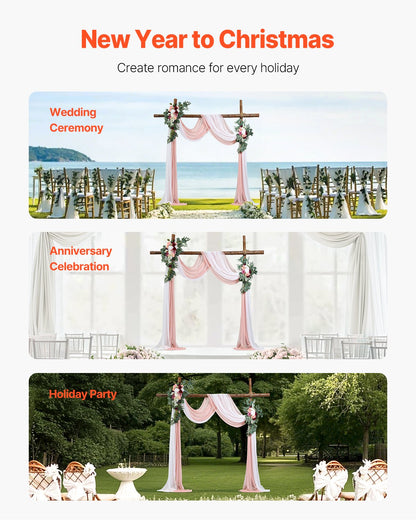 VEVOR Artificial Wedding Arch Flowers Kit Pink With 2 Pcs Flowers 2 Pcs Drapes