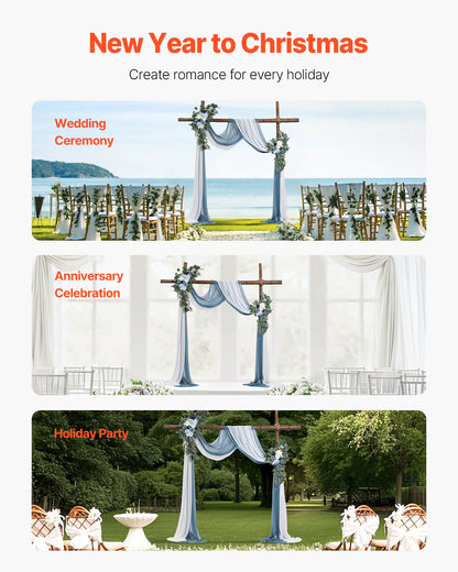 VEVOR Artificial Wedding Arch Flowers Kit Blue With 2 Pcs Flowers 2 Pcs Drapes