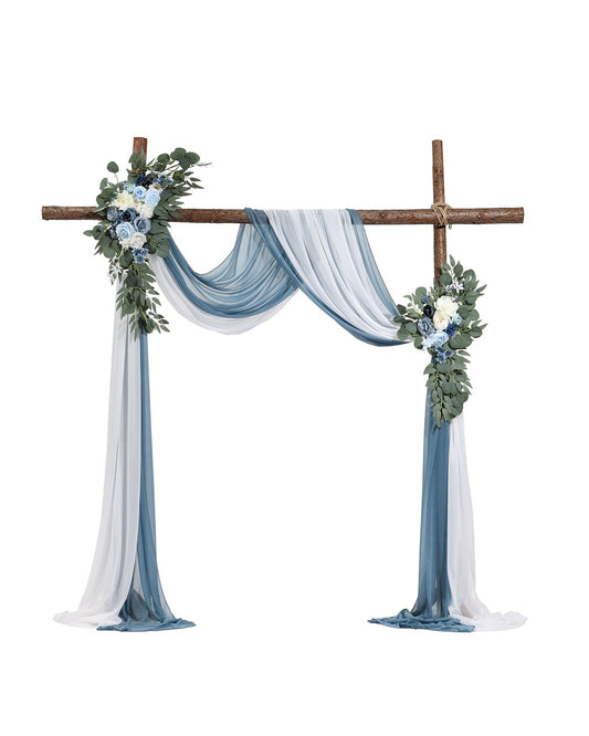 VEVOR Artificial Wedding Arch Flowers Kit Blue With 2 Pcs Flowers 2 Pcs Drapes