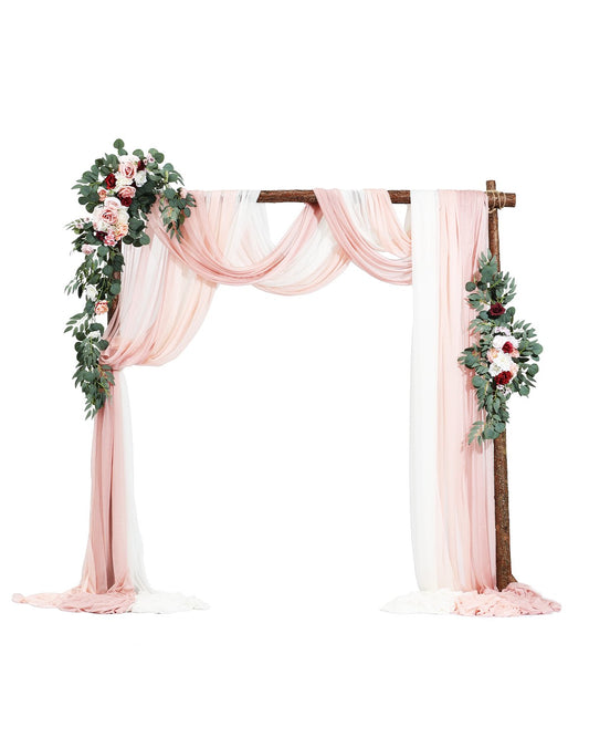 VEVOR Artificial Wedding Arch Flowers Kit Pink With 2 Pcs Flowers 3 Pcs Drapes