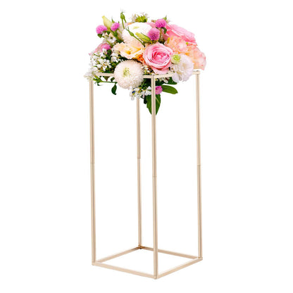 Wedding Flower Stand, 10PCS 60cm Column Flower Stand, Floral Stands with Hidden Screw, Rectangular Cubic Floral Display Rack for Wedding, Party, Birthday, Home, French Gold Centerpiece Stands