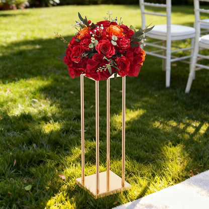Wedding Flower Stand, 10PCS 60cm Column Flower Stand, Floral Stands with Metal Laminate, Cylindrical Cubic Floral Display Rack for Wedding, Party, Birthday, Home, French Gold Centerpiece Stands