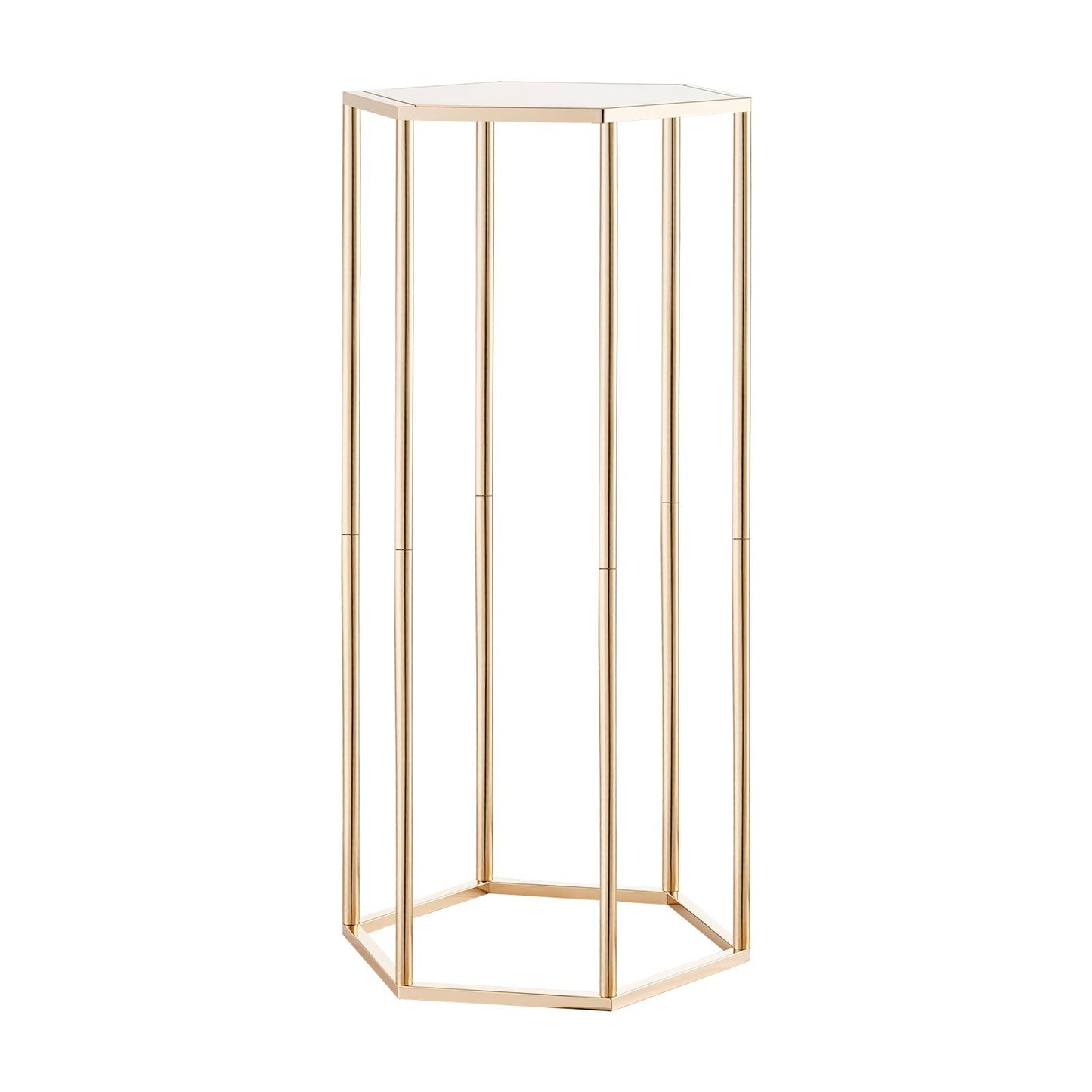 Wedding Flower Stand, 10PCS 60cm Column Flower Stand, Floral Stands with Acrylic Laminate, Hexagonal Cubic Floral Display Rack for Wedding, Party, Birthday, Home, French Gold Centerpiece Stands