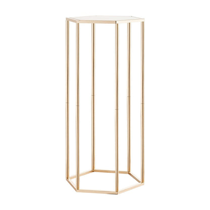 Wedding Flower Stand, 10PCS 60cm Column Flower Stand, Floral Stands with Acrylic Laminate, Hexagonal Cubic Floral Display Rack for Wedding, Party, Birthday, Home, French Gold Centerpiece Stands