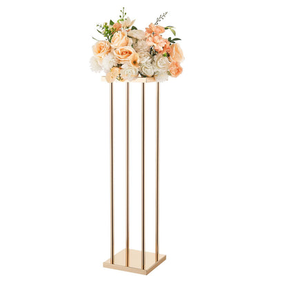 Wedding Flower Stand, 10PCS 80cm Column Flower Stand, Floral Stands with Metal Laminate, Cylindrical Cubic Floral Display Rack for Wedding, Party, Birthday, Home, French Gold Centerpiece Stands
