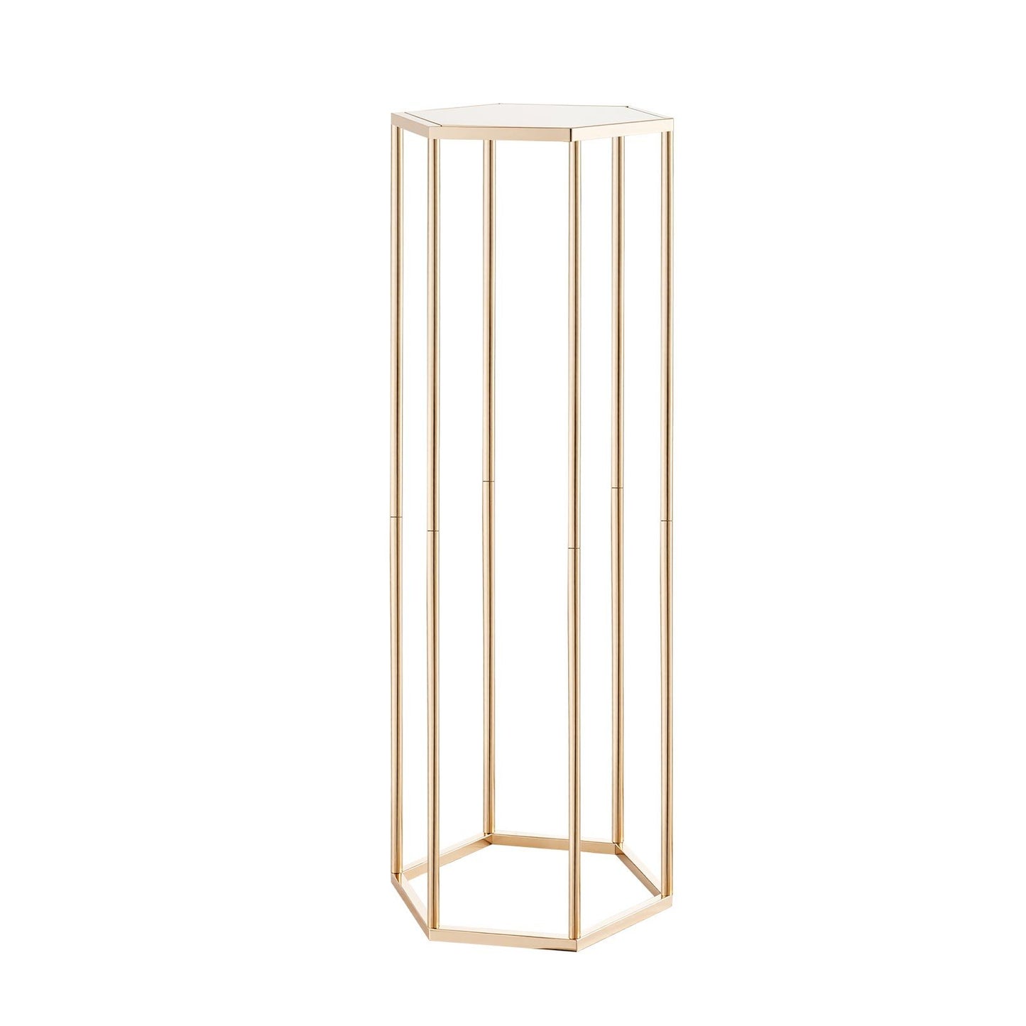 Wedding Flower Stand, 10PCS 80cm Column Flower Stand, Floral Stands with Acrylic Laminate, Hexagonal Cubic Floral Display Rack for Wedding, Party, Birthday, Home, French Gold Centerpiece Stands